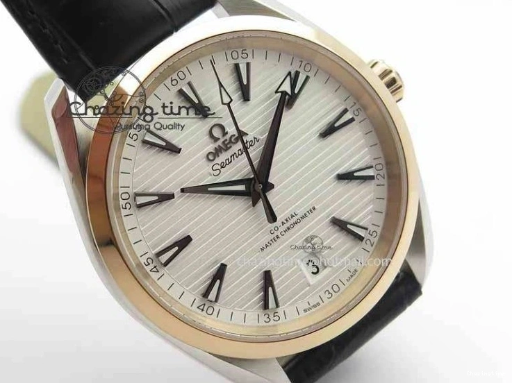 0509 2017 Aqua Terra SS RG XF Best Edition White Textured Dial On Black Leather Strap A Functional 8157